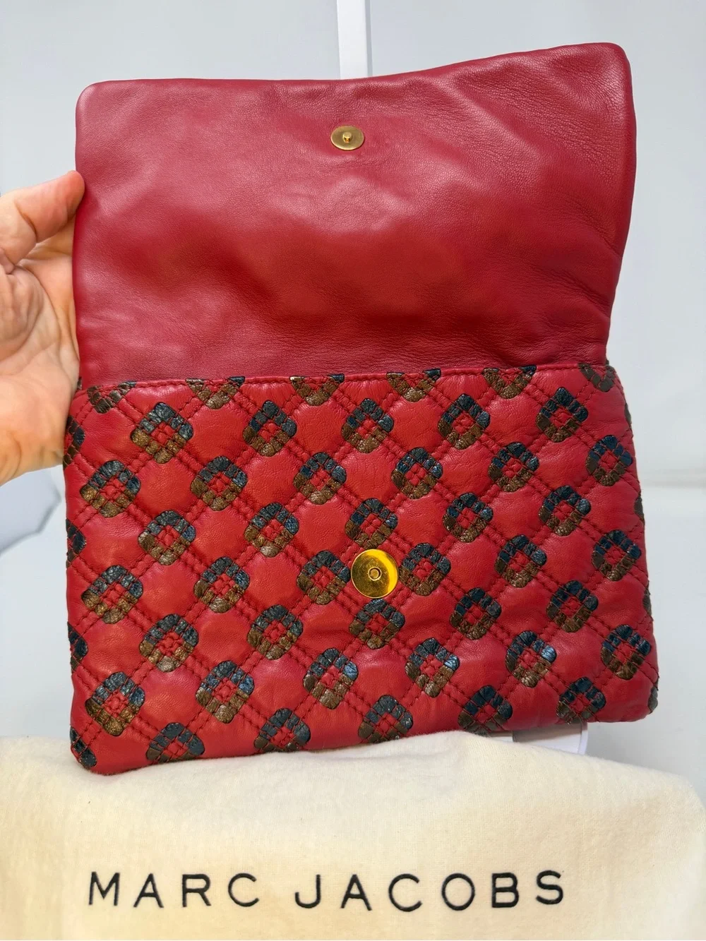Marc Jacobs Memphis Tassel Padlock Pochette Clutch Bag Quilted Leather